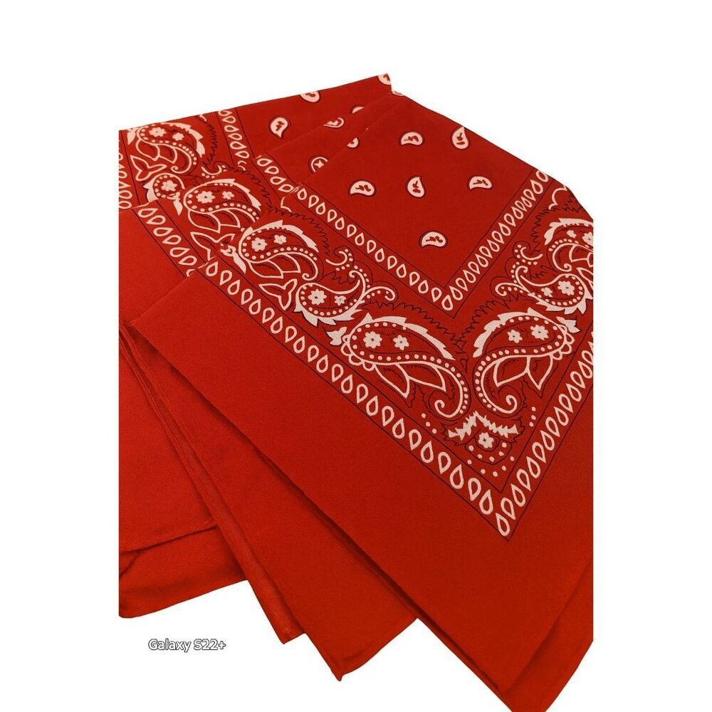 Red Colorful Bandanas 21x21 Inch Square Western Style Scarves Set of 4